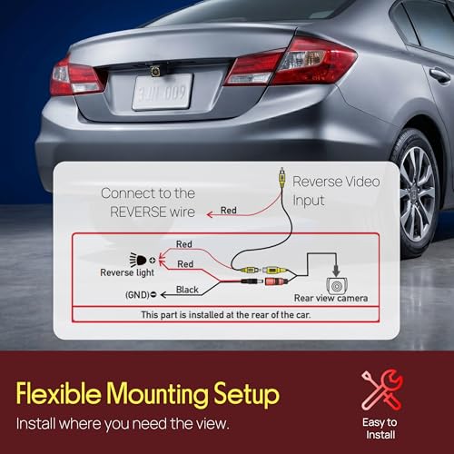 Image of Pyle Backup Camera for Cars, Trucks, SUVs & RVs | Adjustable 105 Degree Wide Angle Rearview Reversing Camera with Parking Guidelines | 12-LED Auto Night Vision & IP68 Waterproof | 20ft Cable Included