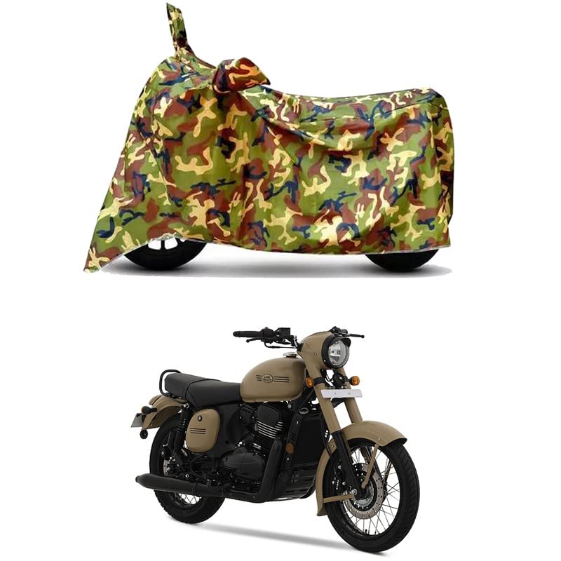 Image of Waterproof 100% PVC Coated Bike Scooty Two Wheeler Body Cover Compatible for Jawa Khakhi Editions /UV-Rays /Heat Protection /Birds Dropping /Scratchproof /Dust Proof [6X6 Jungle Print]