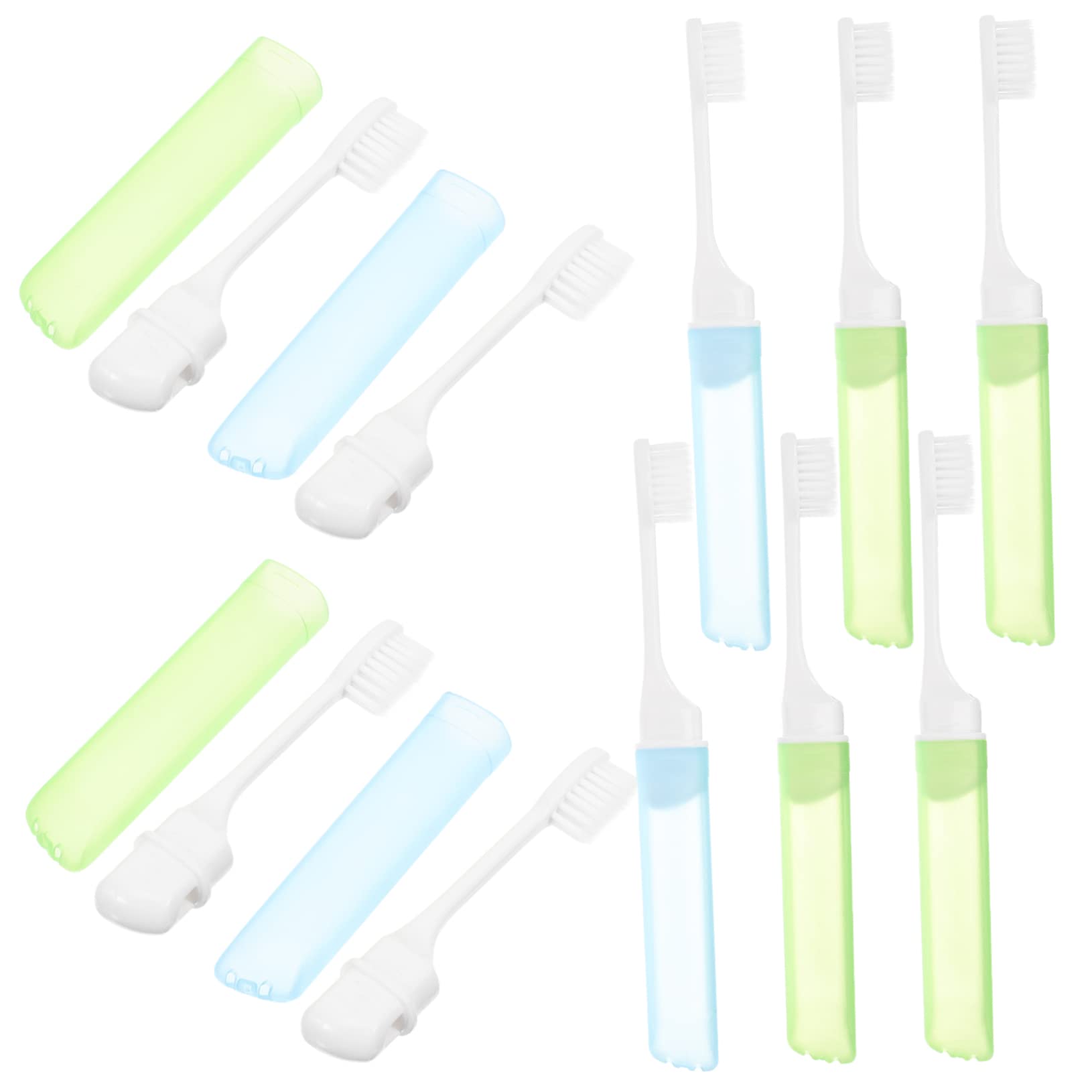 minkissy 30piezas Cepillos De Dientes Plegables De Bristles Para Viaje Cepillos Portátiles y Para Camping Azules Verdes