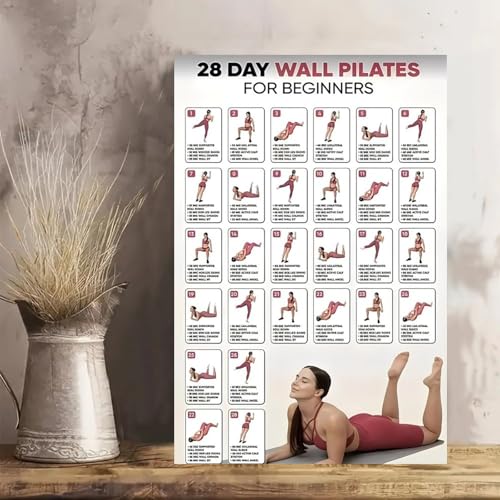Wall Pilates Chart Woman Stretching Vintage Rustic Canvas Wall Art - 12x18in Unframed Poster- Idea Gift For Home & Office Decor for Living Room Bedroom Kitchen & Cafe