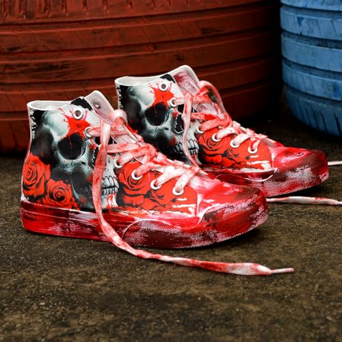 Gothic Skull Shoes for Women Fashion Sneakers Men's Hand-Painted Graffiti Shoes Punk Cosplay Hip Hop Teen Boys Girls Student Casual Walking Streetwear4