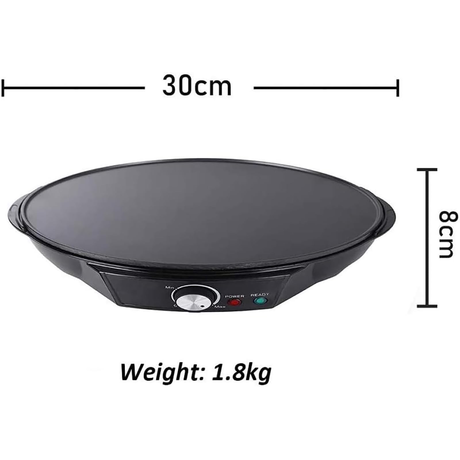 Crepiera Elettrica Commerciale da 1200 W – Crepiera Antiaderente con Temperatura Regolabile, Pala in Legno e Asta a T, Risparmia Tempo for Blintzes, Uova, Colazione