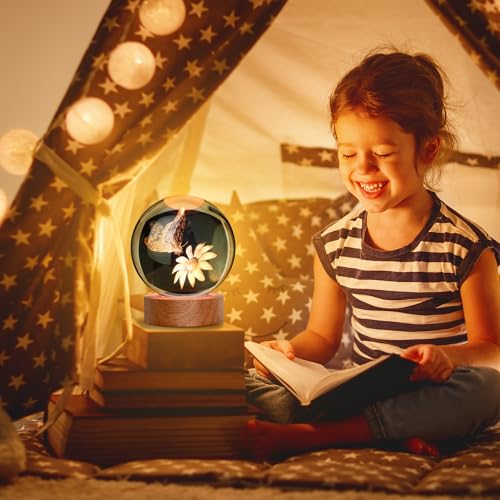 Image of Large 3D Butterfly Crystal Ball Night Light, 16 Color Changing with Remote for Bedroom Decor, Ideal Gift for Girlfriend for Teens Boys and Girls, Butterfly
