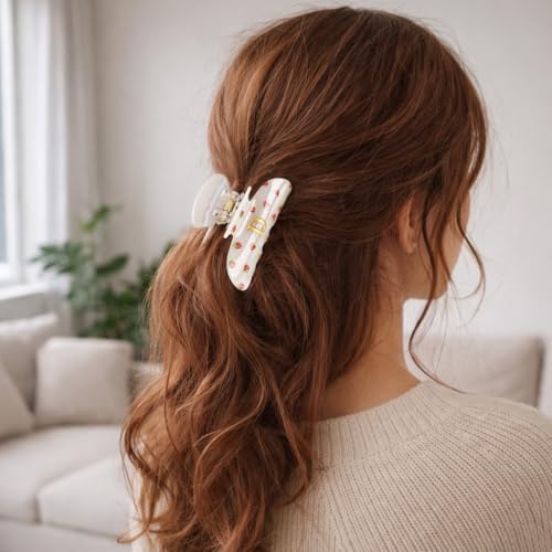Image of Initial Strawberry Hair Clips for Women - Teen Girl Gifts Trendy Stuff, Y2K Accessories Strawberry Print Hair Accessories, Wedding Bridesmaid Birthday Valentines Day Gifts for Girls, Letter B