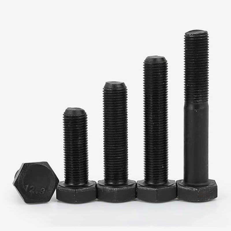 M9 Black 12.9 Steel Hexagon Head Bolts Screws DIN933 Pitch 1.0/1.25/1.5 (M9-1.25 x 12mm, 5pcs)