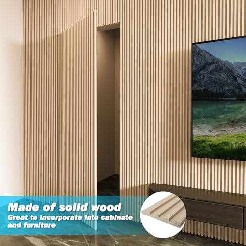 Image of Art3d 108 x 5.7 Inch Slat Wood Wall Paneling for Interior Decor, Ashtree
