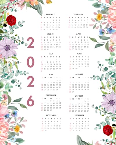 2026 Year at a Glance J_[ - C܂ȃpXet[ - t[Ȃ 8 x 10C` Ǌ|J_[ - A[gi̎ʐ^p - Tedグ - AJŎ