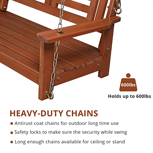 Outvita Porch Swing, 44" Swing Bench With Hanging Chains And Reclined Backrest For Deck, Garden,Yard, Balcony, Room 600Lbs Capacity Fir Wood #TOP2