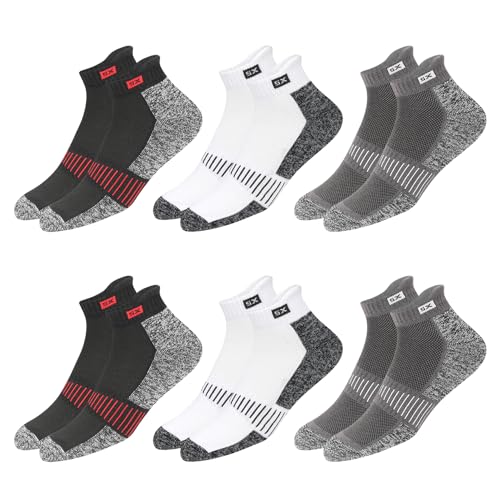 Men's Ankle Length Sports Socks with Cushioned Bottom, Anti-Odour Combed Cotton & Durable Welt (Size 9-12)