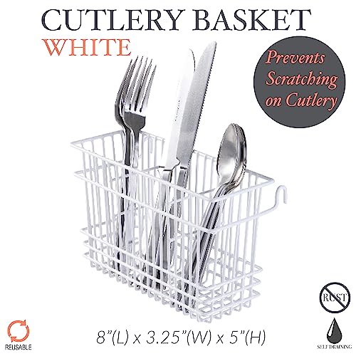 Kitchen Details 4106-WHT Cutlery Basket | Hanging | Attach To Standard Dish Drying Rack | Utensil Caddy thumb #1