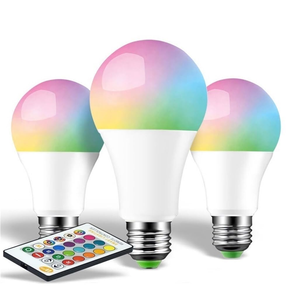 RZL Éclairage, Lot de 5 ampoules LED RGB AC85-240 V E27 10 W/15 W Lampe RGBW colorée intelligente variable avec télécommande IR(10W RGB White)