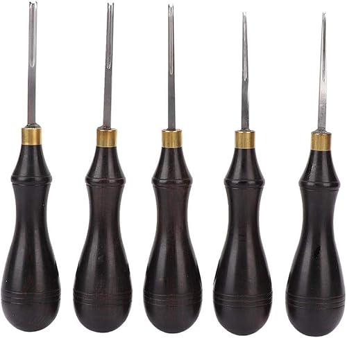 Miniatura 1 de Biselador de borde de cuero, mango de ébano de hoja de acero, herramienta de recorte de prensa profesional de borde (0.069 pulgadas), accesorios de