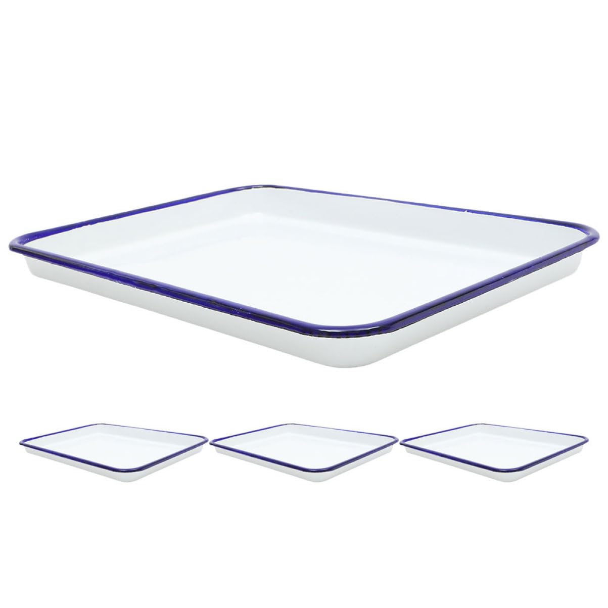 Zerodeko Bandeja para Hornear Rectangular de Esmalte Retro, 4 Piezas