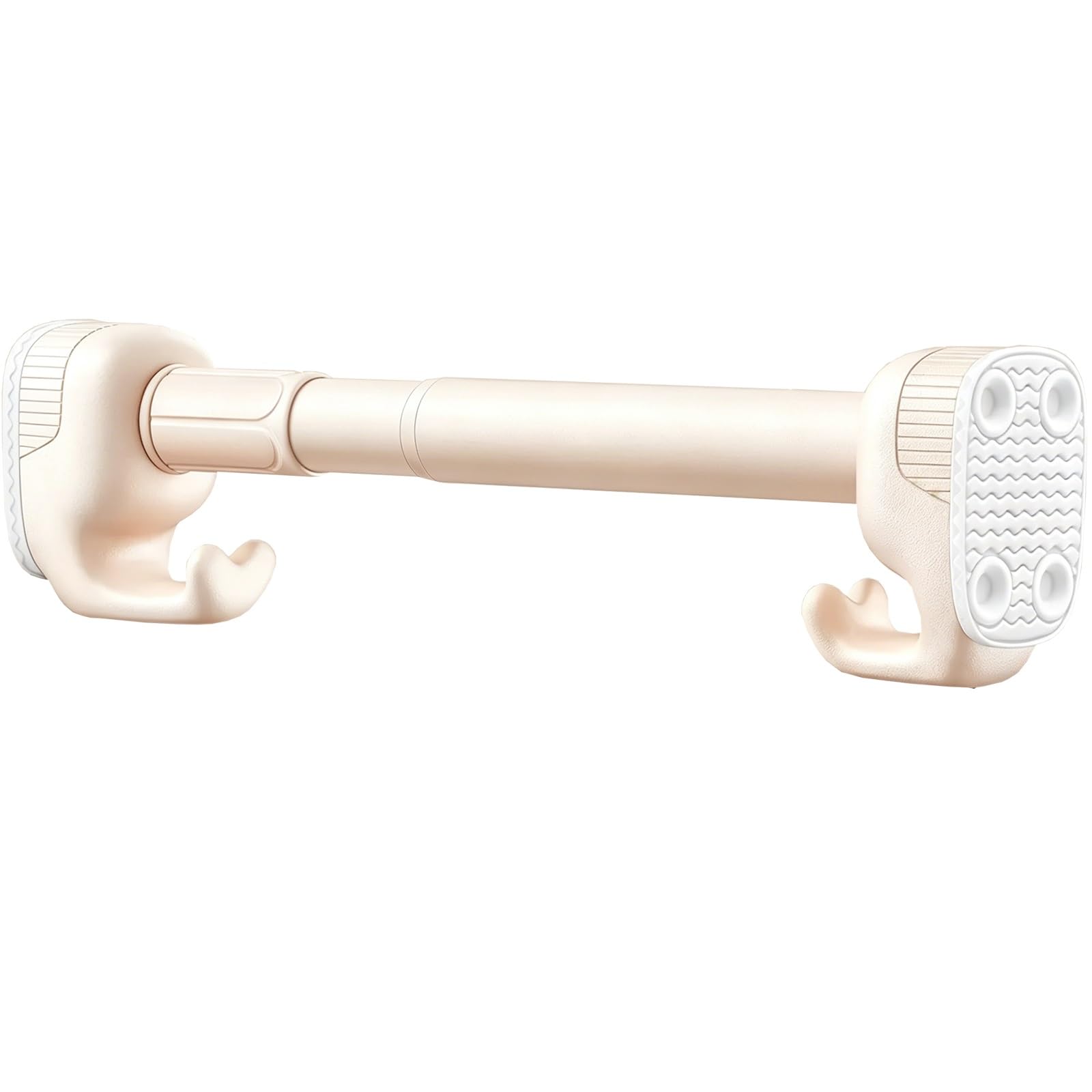 Stainless Steel Adjustable Spring Tension Shower Curtain Rod with Hooks, Fits 14"-193" Windows, for Kitchen Bathroom Laundry Room Closet(Beige,330-400cm/130-157in)
