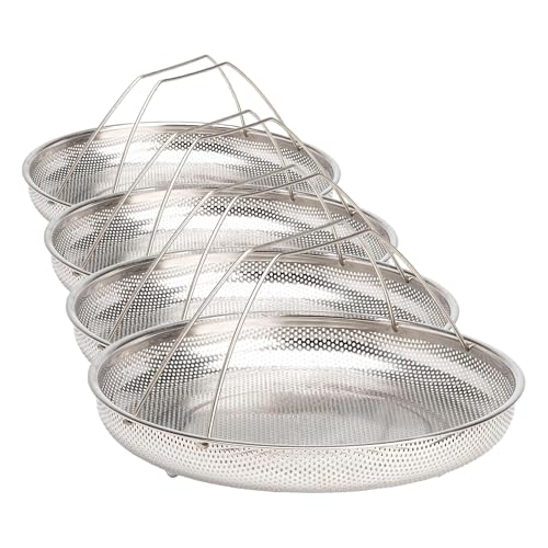 Image of Goodful All-In-One Pan Steamer Basket, Premium Stainless Steel Construction, Dishwasher Safe, Perfect for Steaming Vegetables, Full Handle for Easy Use (Pack of 4)