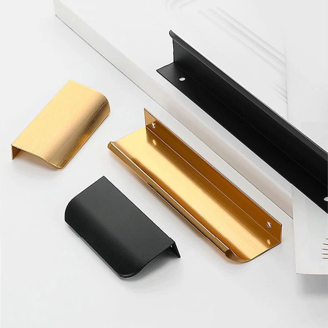 Alliage D'aluminium Poignee Invisible Poignées De Meuble Tirettes De Tiroir Tirer La Poignée Boutons De Meuble Noir 2 Pièces (Overall Length 500mm