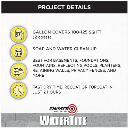 Zinsser 306607 WaterTite Waterproofing Floor and Wall Paint, Galón, Transparente miniatura 3