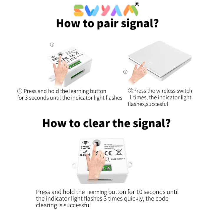Image of No Battery Self Powered Kinetic Wireless RF Switch 2 Way Operation - 1 Gang 1 Receiver Switch, Compatible with Any Electrical Load
