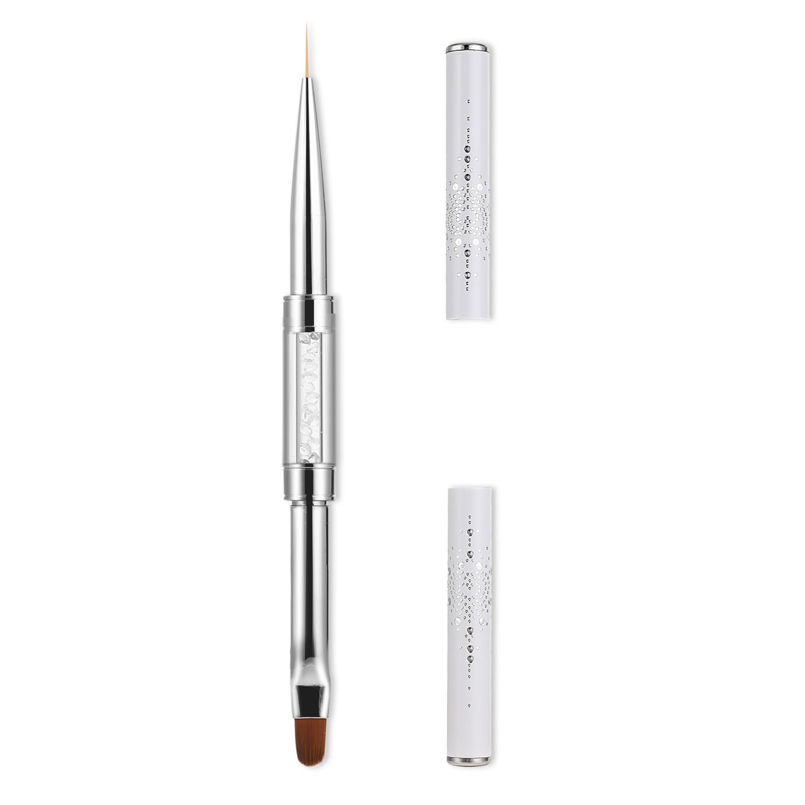 simarro cepillos de doble punta para uñas de gel, cepillo de uñas 2 en 1, cepillo de gel para uñas, cepillo de uñas, cepillo de gel fineliner, cepillo y espátula (blanco)
