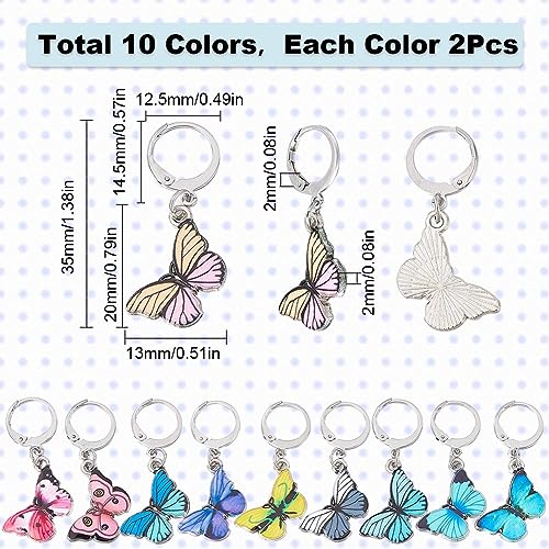 SUNNYCLUE 1 Box 20Pcs Stitch Markers Cute Butterfly Lobster Clasp Charms Crochet Stitch Marker Removable Knitting Stitch Markers Metal Crocheting Markers for Sewing Weaving Knit Threading DIY Craft - Image 2