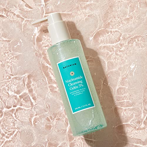 Naturium Niacinamide Cleansing Gelée 3% Plus Hyaluronic Acid & Vitamin C, Gentle & Smoothing Face Wash, 7.1 Oz #TOP3