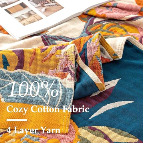 Image of LUTBM King Throw Blanket for Bed -100% Cotton Soft Boho Fall Blankets