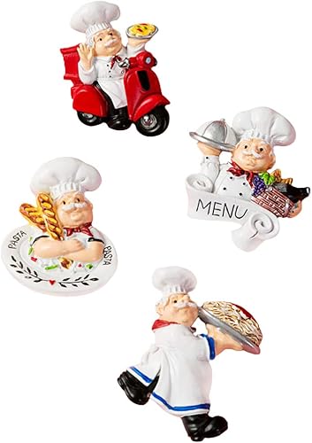 Miniatura 1 de 4 imanes de chef para nevera, divertidos imanes de chef para refrigerador de resina 3D, imanes de chef italiano francés, calcomanías para