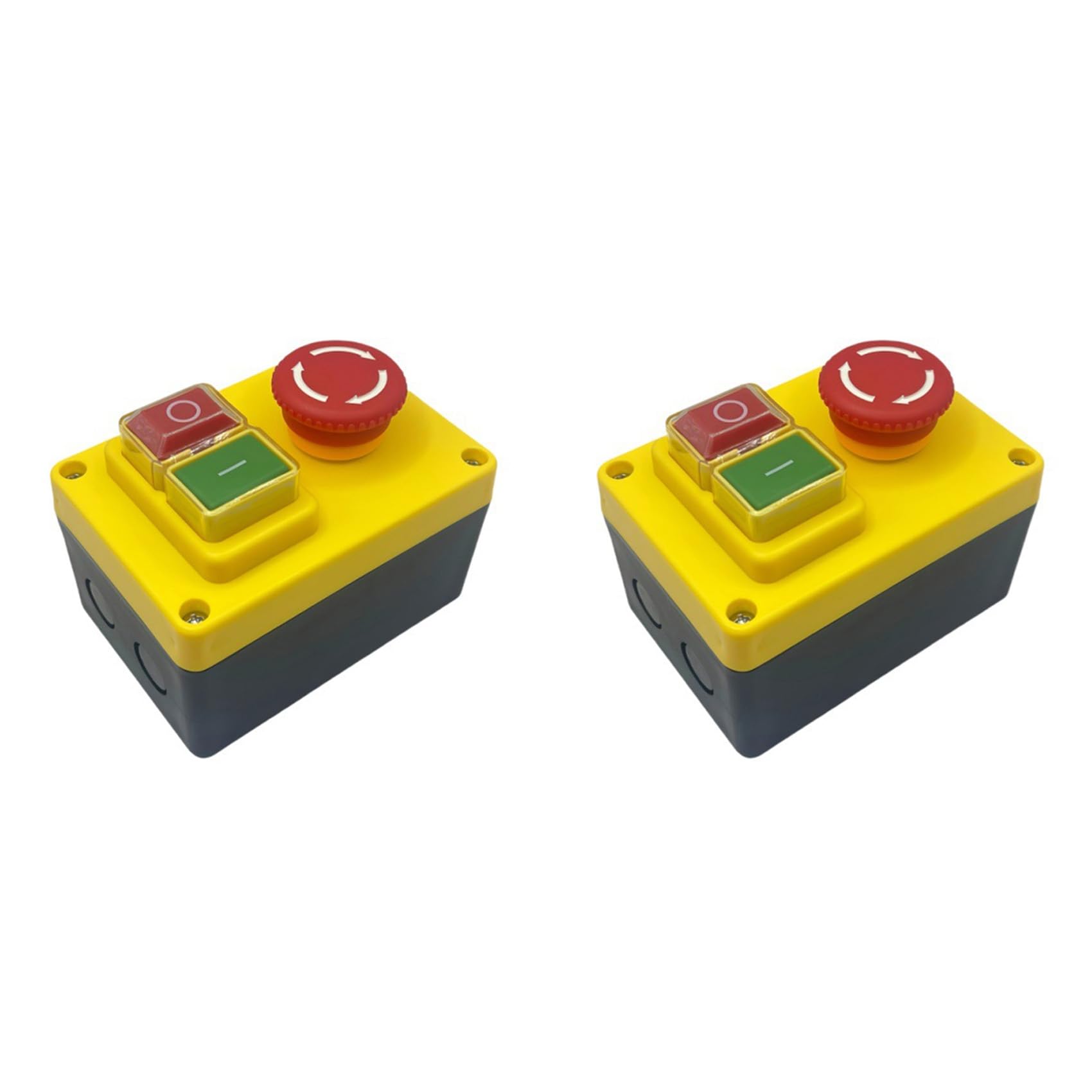 Jnchdghwa Yellow 2X Kjd17d 250V 16A Electromagnetic Push Button Switch Emergency Stop Switches For Electric Tools & Machine Tool