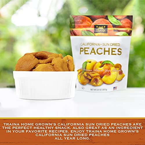 Traina Home Grown California Sun Dried Peaches - Healthy & Non-GMO, Natural Sweet Flavor Fruit No Sugar Added, Perfect Snack In Resealable Pouch (20 Oz) - Image 6