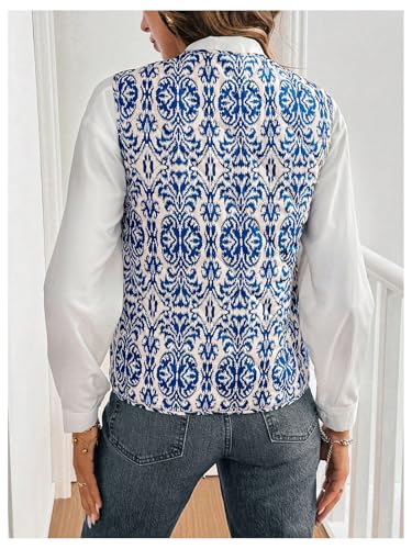 OYOANGLE Women's Floral Print Sleeveless Boho Vest Tops Lightweight Tie Front V Neck Vintage Waistcoats2