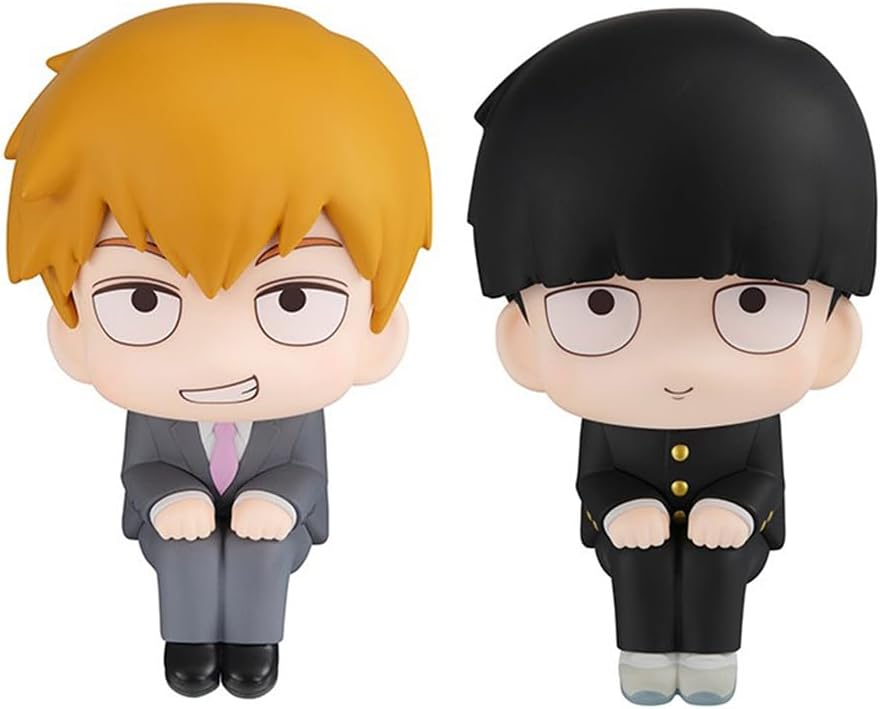 QAHEART 2PCS Mob Figure Reigen Arataka Look Up Figure, 11cm Kageyama Shigeo Action Figure Model Statue Cake Topper Decoration Handmade Collectible Gifts for Fans