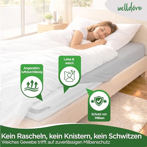 Welldora ǀ Premium Milbenbezug Matratzen 90x200x20 ǀ Fachärztlich getesteter Allergiker Matratzenschoner ǀ Anti Milben Bettwanzen Encasing mit Reissverschluss ǀ Allergiker Bettwäsche