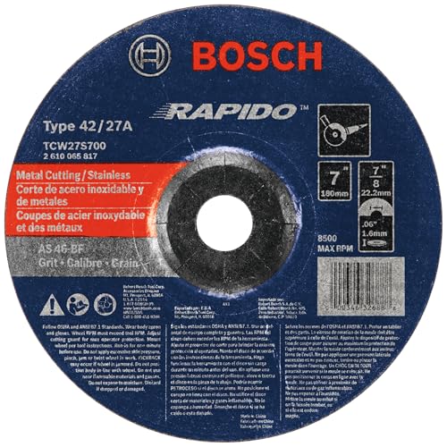 Image of BOSCH TCW27S700-25 7 in. 1/16 in. 7/8 in. Arbor Type 27A (ISO 42) 46 Grit Rapido™ Fast Metal/Stainless Cutting Abrasive Wheel