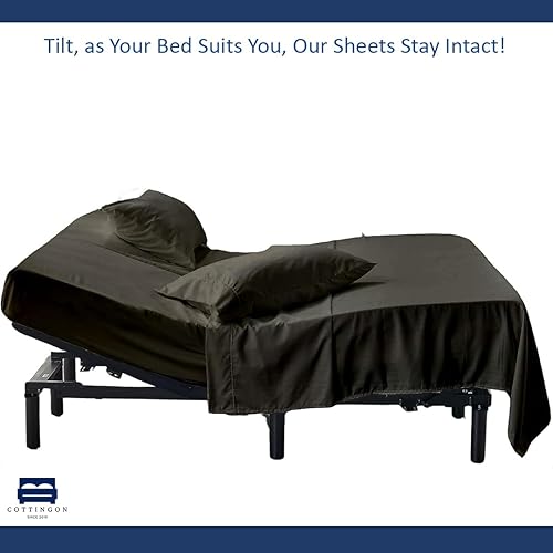 Miniatura 6 de Cottingon Juego de sábanas de 4 piezas de tamaño King con cabezal flexible, sábanas divididas de 34 pulgadas para camas ajustables con números de