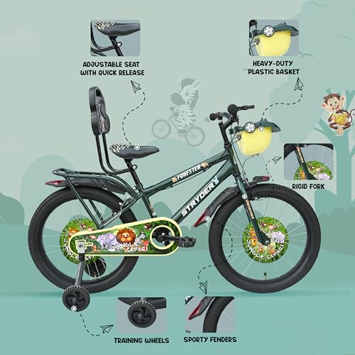 Image of Stryder Forester IC 20-Inch BMX Cycle for Kids | Sturdy Steel Frame | C Brakes | Rigid Suspension | Nylon Tyres | Suitable for Ages 7-13 Years | Forest Green