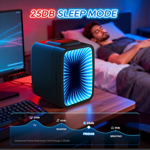 Image of BEICHEN Mini Fridge, 4L /6 Can Small fridge with Dimmable Gaming Light | Cooler and Warmer for Bedroom,Office and Dorm,Dual 12V AC /DC for Drink, Cosmetic and Food, Ultra-quiet,Lightweight