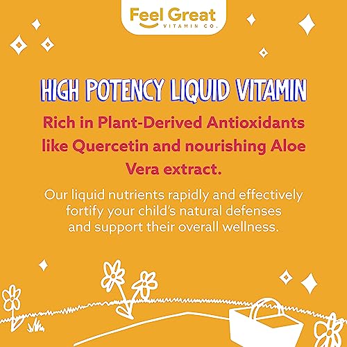Feel Great Liquid Multivitamin For Kids | Orange Flavored Vegetarian & Sugar Free Kids Liquid Vitamin | Essential Kids Vitamins & Immune Support For Kids | 30 Day Supply #TOP4