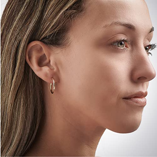 MAZZERI Solid 14k Gold Hoop Earrings 14k Real Gold For Women and Men - Diamond-cut Design, Hypoallergenic, Made in the USA,3