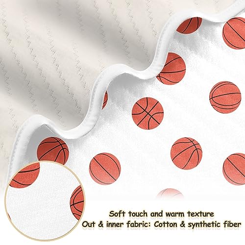 Image of Swaddle Blanket for Basketball Balls Baby Receiving Blanket Muslin Baby Swaddles Soft Cotton Breathable Nursery Blankets for Unisex Boys and Girls 30x40 Inch