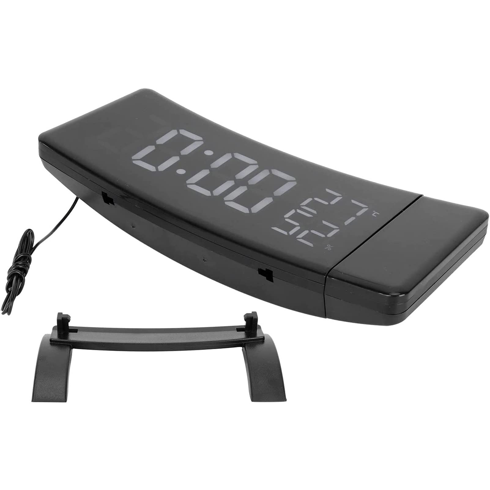 RayGenius Despertador Digital, Radio Despertador FM, Reloj Digital con Puerto de Carga USB, función Snooze, Pantalla de Espejo LED de 7", Doble Alarma, visualización de Temperatura y Humedad.