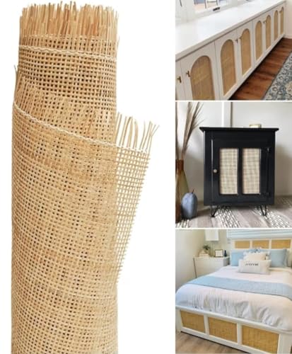 Image of MetrocaneWorks Natural Cane Webbing Roll, Square Mesh Woven Rattan Sheet, 18 Inch Width, for Chair Repair and Furniture Restoration (1.5ft x 2ft)