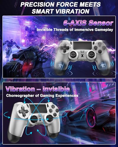 Image of Puiseno Wireless Controller for PS-4, Dual Vibration Game Joystick /Speaker /3.5mm Audio Jack Headphone /Motion Sensing,Upgraded Six-Axis Sensor, Compatible with PS4 /Slim /Pro Console /PC (2)