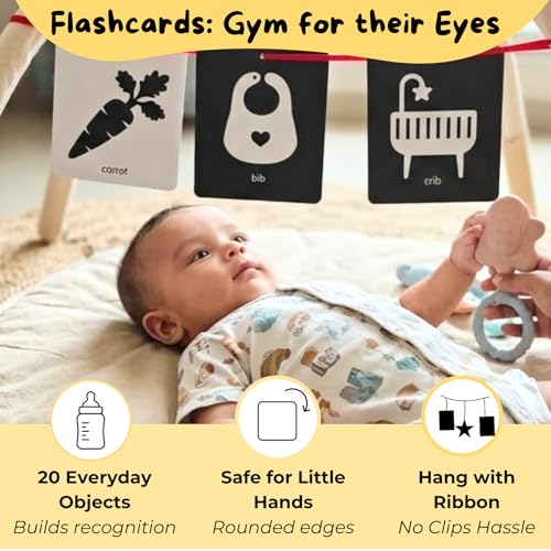 Image of Nubokind Flash Cards for New Born Baby (2-in-1 Combo) | High Contrast Flash Cards for 0-3 Months | Tummy Time Banner Toys for Newborns 0-6 Months & Older