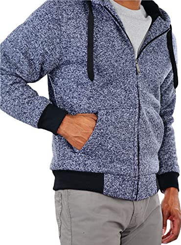 Image of ToBeInStyle Men's Polar Fleece Long Sleeve Zip Up Kangaroo Pocket Cold Weather Hoodie Jacket
