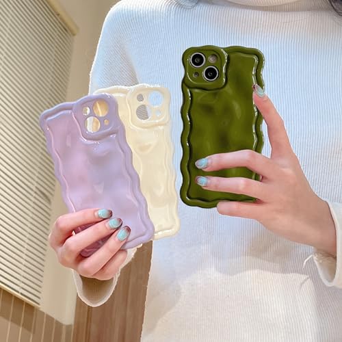 Coque iPhone 13 Pro 3D design ondulé élégant en TPU souple blanc crème de qualité - 6