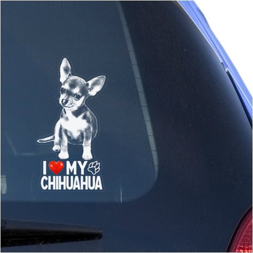 Autocollant I Love My Chihuahua transparent pour déclarer votre amour à votre chien