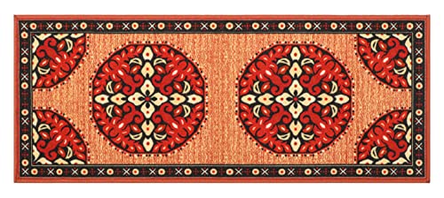 Image of THE HOME TALK Modern Polyester Area Rugs | Carpets for Living Room, Kitchen, Kid's Room, Bedroom | Microfiber Polyester Rugs | Shaggy Floor Carpet | Anti Skid Store (Red, 55x135 Cm)