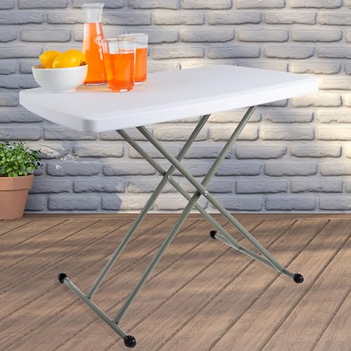 طاولة قابلة للطي بارتفاع قابل للتعديل من لافيش هوم، 19-28 انش، ابيض