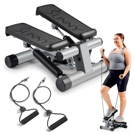 Sunny Health & Fitness Mini Stepper para Ejercicio, Equipo de Cardio Escalador de Bajo Impacto con Bandas de Resistencia, Monitor Digital - NO. 012-S