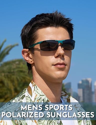Image of BIRCEN Polarized Anti-Glare Sunglasses for Men: Lightweight Metal Wrap around Sun Glasses UV Protection for Driving Fishing